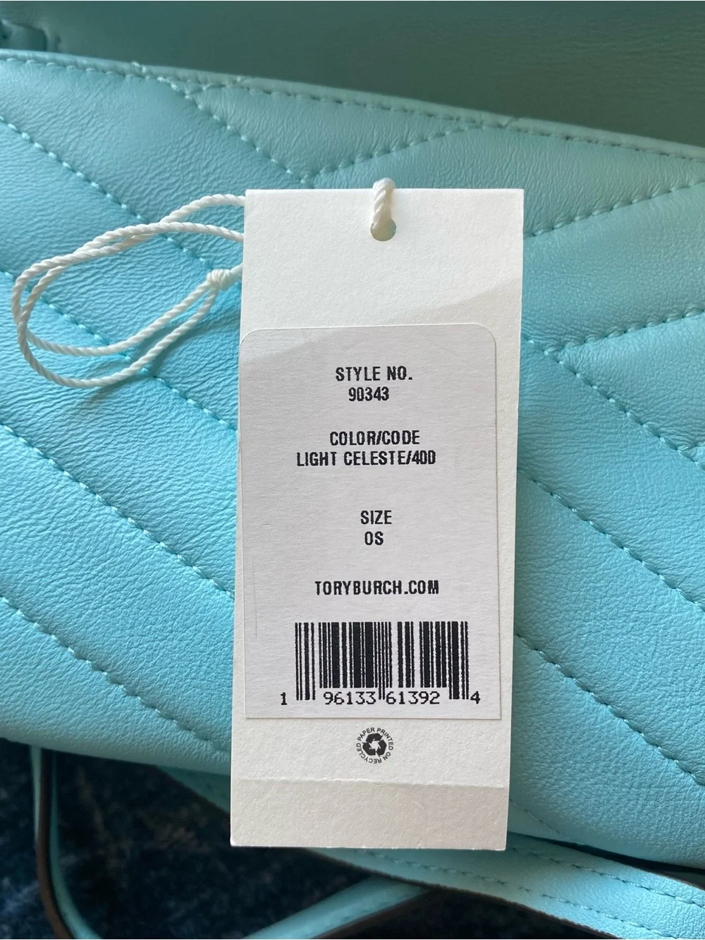 Tory Burch Quilted Leather Clutch in Light Celeste with Silver Logo